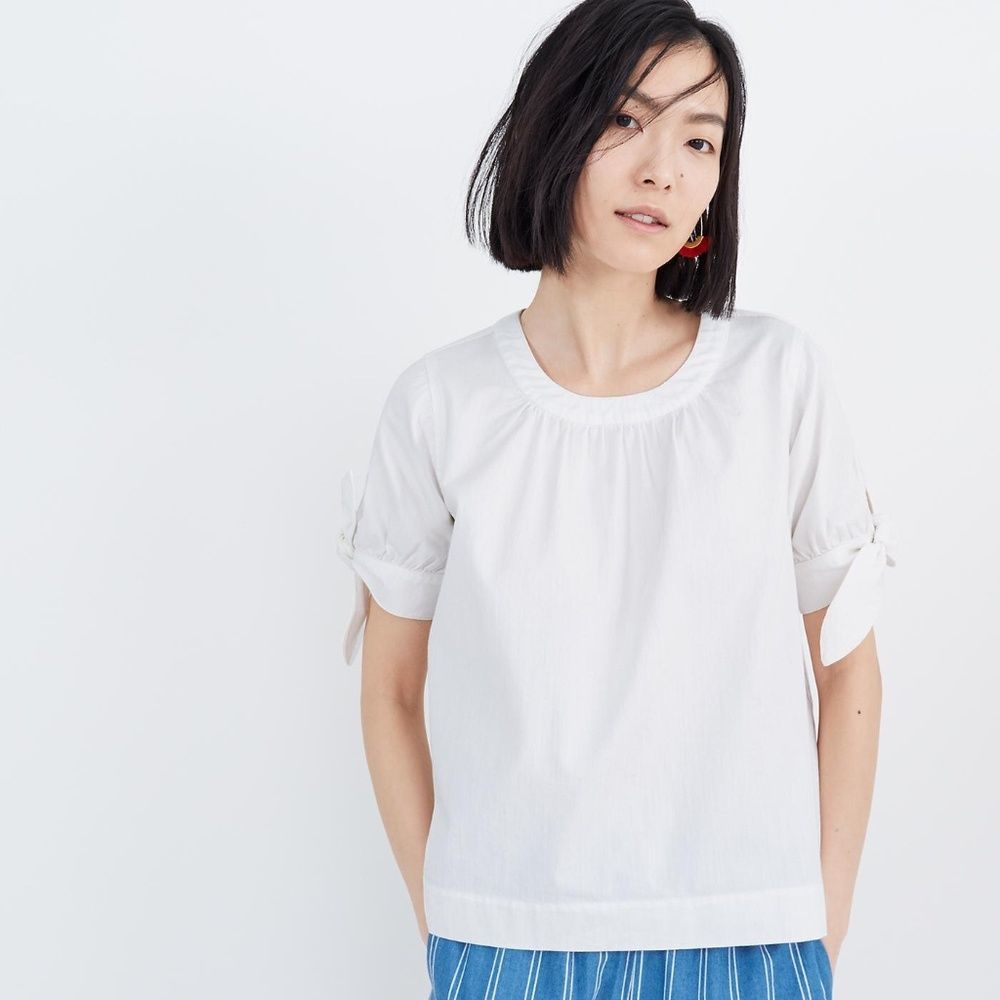 New MADEWELL Size XS Denim Tie-Cuff Shirt in Pure White - Picture 2 of 7